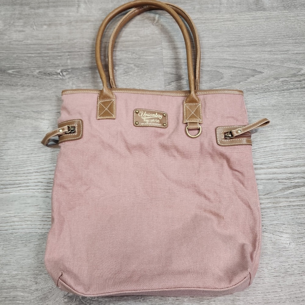 UNIONBAY Red Canvas and Brown Small Tote Bag Purse
